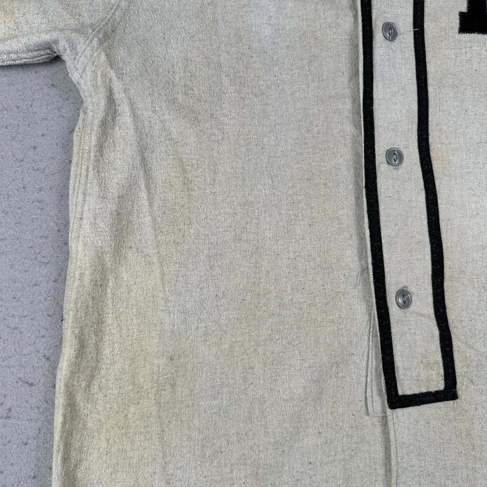 Vintage 30s 40s Baseball Jersey Mens 44 Gray Black Felt H Rubys Sorting‎ Goods